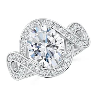 Angara Oval Lab-grown Diamond Infinity Engagement Ring With Accents In Metallic