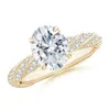 Angara Oval Lab-grown Diamond Twisted Rope Shank Engagement Ring In Yellow Gold/f-g
