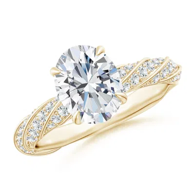 Angara Oval Lab-grown Diamond Twisted Rope Shank Engagement Ring In Gold