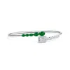 Angara Oval Lab-grown Emerald And Emerald-cut Diamond Open Bangle