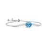 Angara Oval Lab-grown Fancy Intense Blue Diamond Bolo Bracelet With Bezel Accents In White Gold/fancy Intense