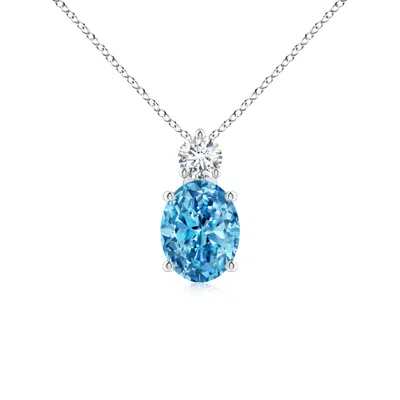 Angara Oval Lab-grown Fancy Intense Blue Diamond Solitaire Pendant