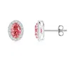 Angara Oval Lab-grown Fancy Intense Pink Diamond Studs With Halo In White Gold/fancy Intense