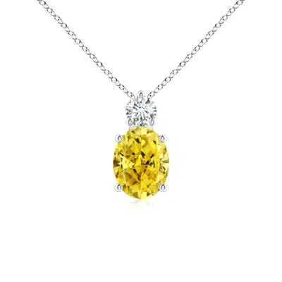 Angara Oval Lab-grown Fancy Intense Yellow Diamond Solitaire Pendant