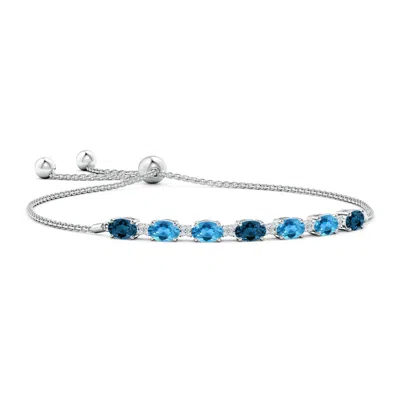 Angara Oval London And Swiss Blue Topaz Bolo Bracelet In Metallic