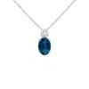 Angara Oval London Blue Topaz Solitaire Pendant With Diamond In White Gold/deep Greenish Blue