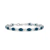 Angara Oval Lab-grown Alexandrite Swirl Bracelet With Bezel Diamonds In White Gold/greenish Blue