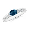 Angara Oval London Blue Topaz Vintage Style Ring With Diamond Accents In White Gold/deep Greenish Blue