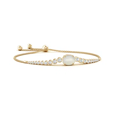 Angara Oval Moonstone Bolo Bracelet With Bezel Diamonds In Gold