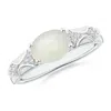 Angara Oval Moonstone Vintage Style Ring With Diamond Accents In White Gold/white