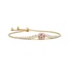 Angara Oval Morganite Bolo Bracelet With Bezel Diamonds In Yellow Gold/peach