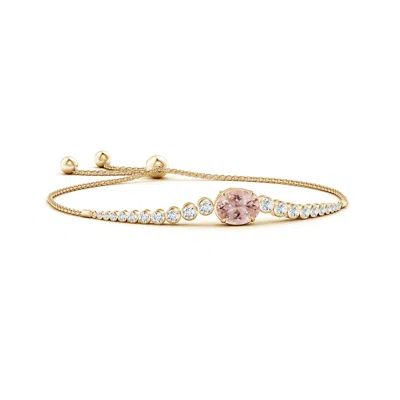 Angara Oval Morganite Bolo Bracelet With Bezel Diamonds In Gold