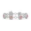 Angara Oval Morganite Halo Open Circle Link Bracelet In White Gold/peach