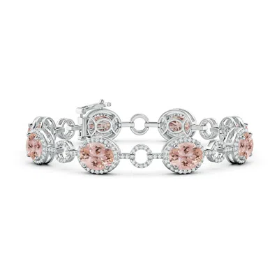 Angara Oval Morganite Halo Open Circle Link Bracelet In Pink