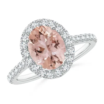 Angara Oval Morganite Halo Ring With Diamond Accents In Metallic