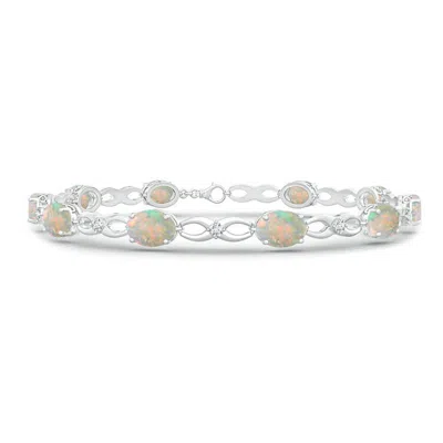 Angara Oval Opal And Diamond Infinity Link Bracelet In Metallic