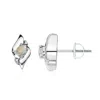Angara Oval Opal And Diamond Shell Stud Earrings In White Gold/milky With High Play Of Colour