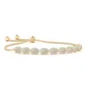 Angara Oval Opal Bolo Bracelet With Diamond Halo In Yellow Gold/milky With High Play Of Colour