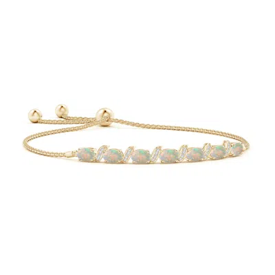 Angara Oval Opal Bolo Bracelet With Pave-set Diamonds In Gold