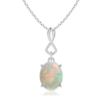 Angara Oval Opal Dangle Pendant With Infinity Loop Bale In Metallic