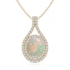 Angara Oval Opal Double Halo Loop Pendant In Yellow Gold/milky With High Play Of Colour