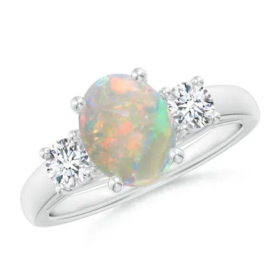 Angara Oval Opal Ring With Diamond Accents In Multi