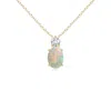 Angara Oval Opal Solitaire Pendant With Diamond In Yellow Gold/milky With High Play Of Colour