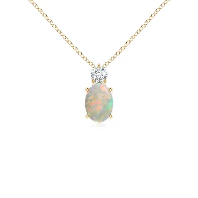Angara Oval Opal Solitaire Pendant With Diamond In Gold
