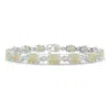 Angara Oval Opal Stackable Bracelet With Illusion Diamonds In White Gold/milky With Medium Play Of Colour