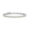 Angara Oval Opal Tennis Bracelet With Gypsy Diamonds In White Gold/milky With Medium Play Of Colour