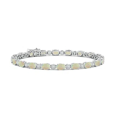 Angara Oval Opal Tennis Bracelet With Gypsy Diamonds In Metallic