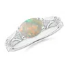 Angara Oval Opal Vintage Style Ring With Diamond Accents In White Gold/milky With High Play Of Colour