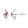 Angara Oval Pink Sapphire And Diamond Shell Stud Earrings In Platinum/rich Pink