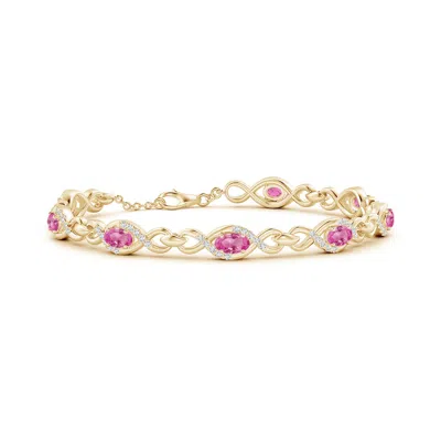 Angara Oval Pink Sapphire Infinity Link Bracelet With Diamonds In Gold