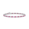 Angara Oval Pink Sapphire Tennis Bracelet With Diamonds In White Gold/medium Pink