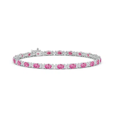 Angara Oval Pink Sapphire Tennis Bracelet With Diamonds In Metallic