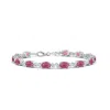 Angara Oval Pink Tourmaline Swirl Bracelet With Bezel Diamonds In White Gold/medium Pink