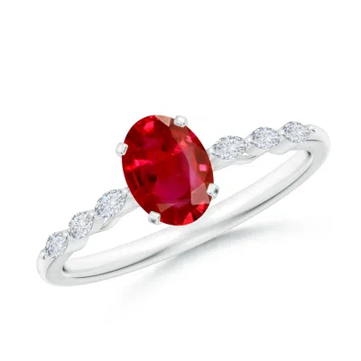 Angara Oval Ruby Engagement Ring With Marquise Diamonds In Metallic