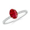 Angara Oval Ruby Hidden Halo Engagement Ring In White Gold/medium Red