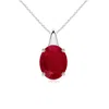 Angara Oval Ruby Solitaire Pendant In White Gold/medium Pinkish Red
