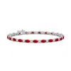 Angara Oval Ruby Tennis Bracelet With Gypsy Diamonds In White Gold/medium Red