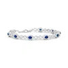 Angara Oval Sapphire Infinity Link Bracelet With Diamonds In White Gold/medium To Rich Blue