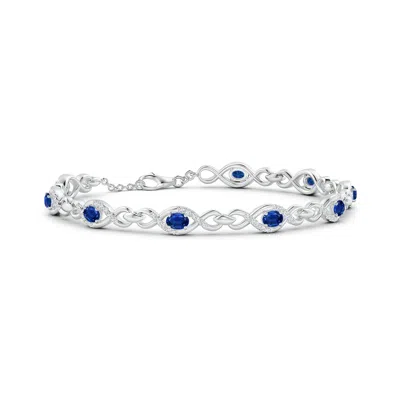 Angara Oval Sapphire Infinity Link Bracelet With Diamonds In Metallic
