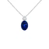 Angara Oval Sapphire Solitaire Pendant With Diamond In White Gold/deep Rich Blue