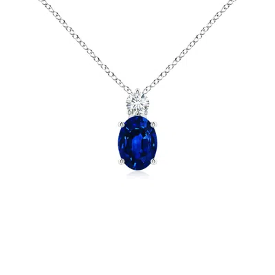 Angara Oval Sapphire Solitaire Pendant With Diamond In Metallic