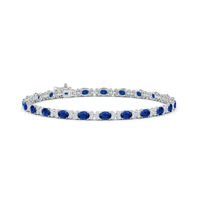 Angara Oval Sapphire Tennis Bracelet With Diamonds In Metallic