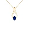 Angara Oval Sapphire Wishbone Pendant In Yellow Gold/deep Rich Blue