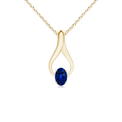 Angara Oval Sapphire Wishbone Pendant In Gold