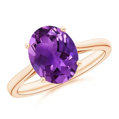 Angara Oval Solitaire Amethyst Cocktail Ring