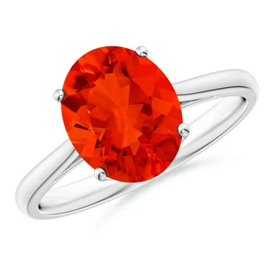Angara Oval Solitaire Fire Opal Cocktail Ring In Red